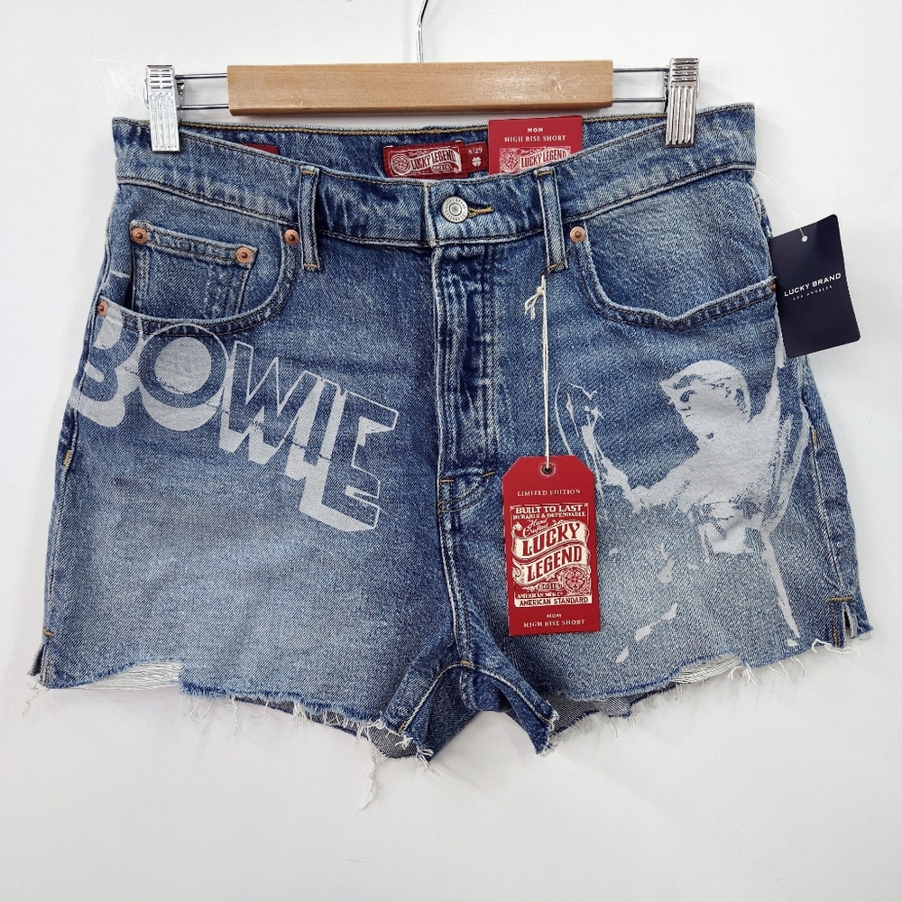 NWT Lucky Brand Legend High Rise Mom Jean Shorts Bowie Medium Wash 8 29